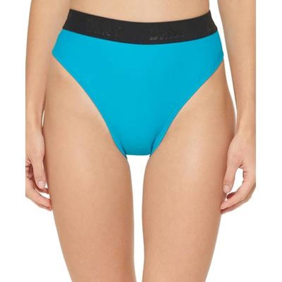 Dkny Women's High-Waist Logo Bikini Bottoms - Size M - Picture 1 of 2